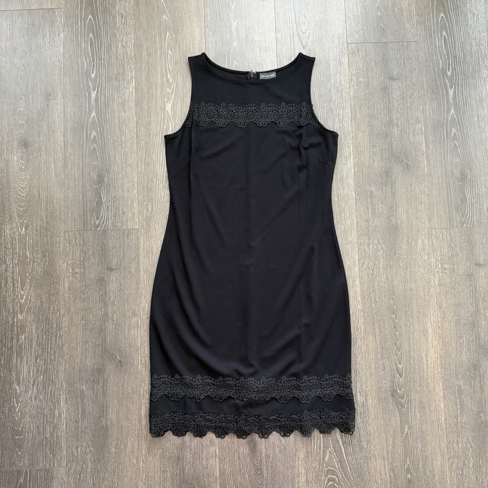 The Limited‎ NWT Black Dress Lace Hem Medium Career Preppy Office Stretch Gothic